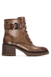 XTI Botins de cano curto com cadarço em couro envernizado