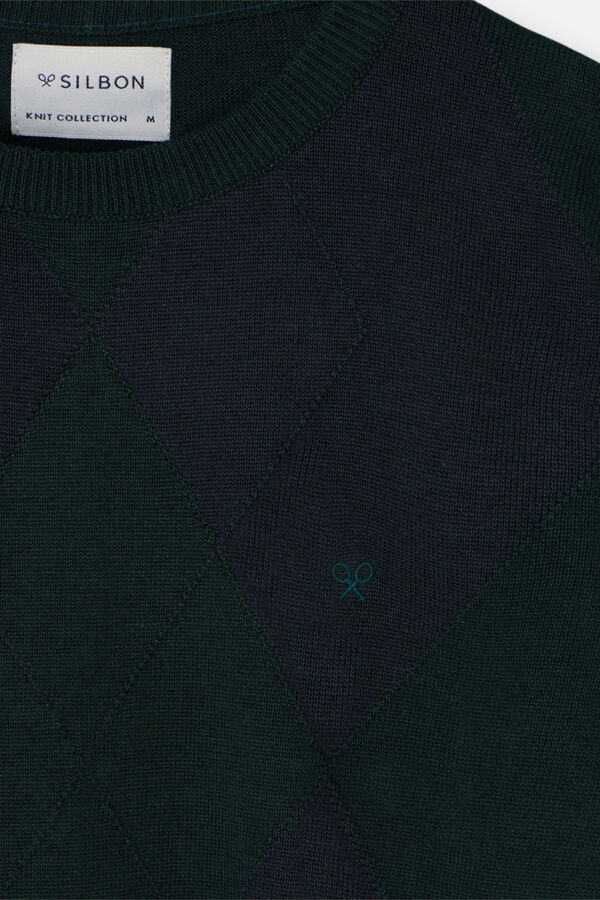 Silbon Camisola retr&ocirc; com estampa de diamantes Verde
