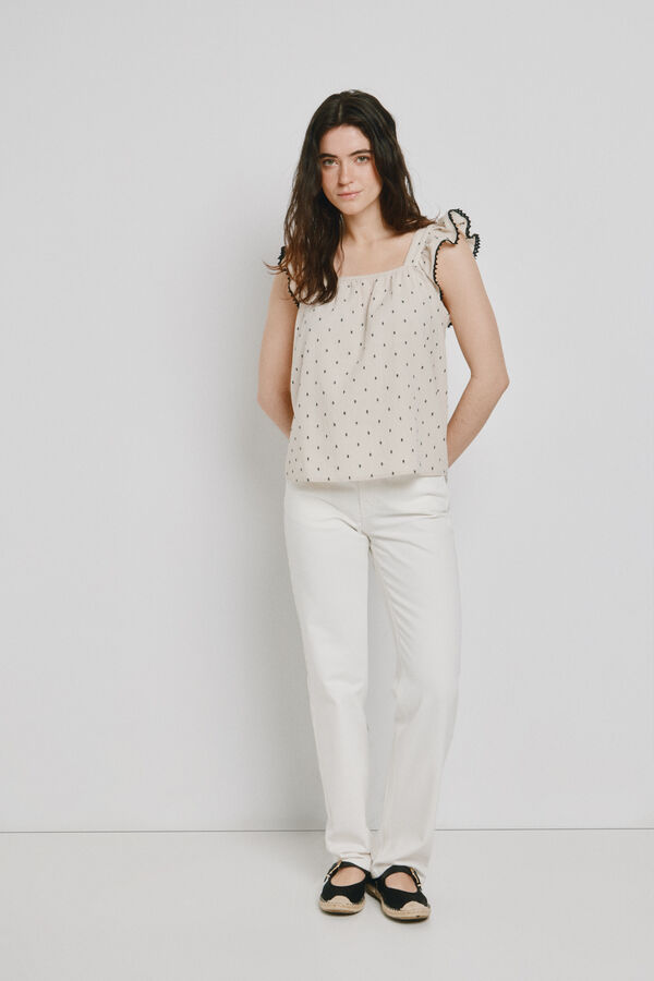 Vero Moda Top de al&ccedil;as com folhos Tostado
