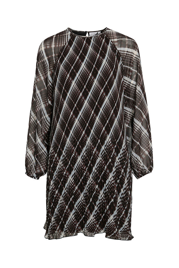 Vila Vestido corto de gasa plisado Black