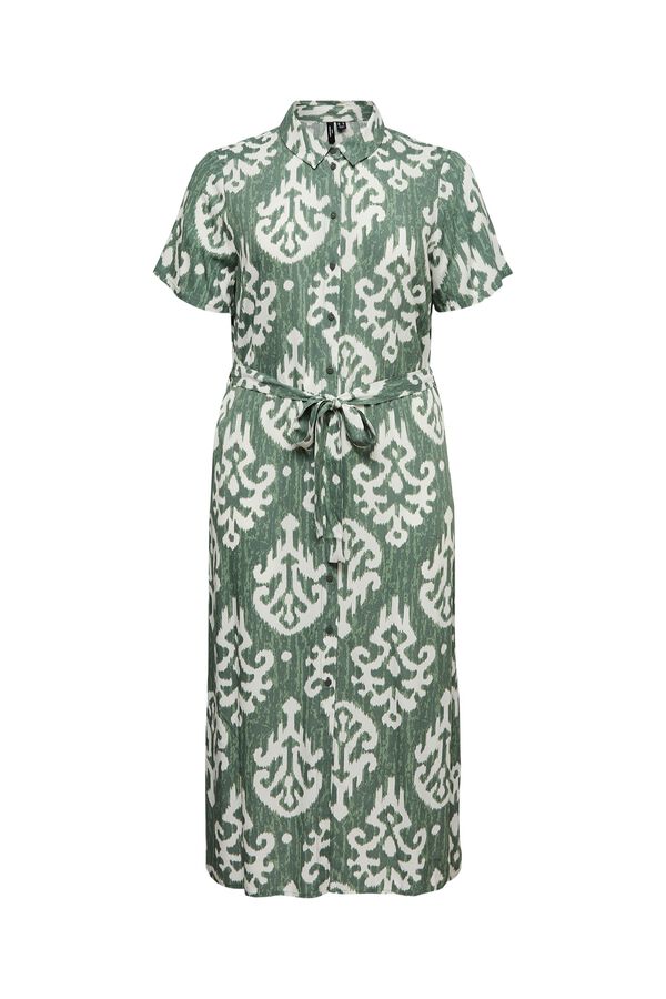 Vero Moda Curve Vestido midi estampado de manga corta talla grande Verde