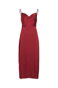 Vila Vestido largo satinado escote drapeado