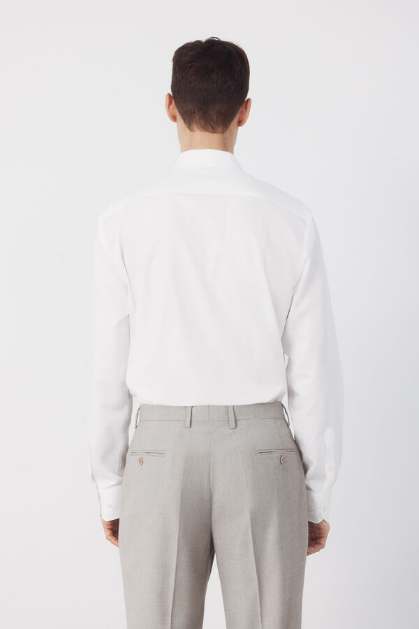 Cortefiel Plain tencel cotton dress shirt White