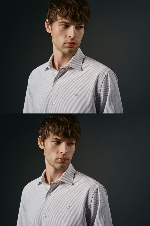 OOTO Camisa oxford rayas Kaki