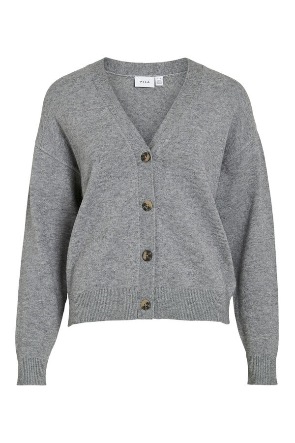 Vila Casaco de malha de malha com bot&otilde;es e viscose Cinzento