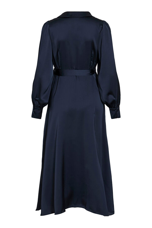 Vila Vestido midi cruzado satinado Azul marino