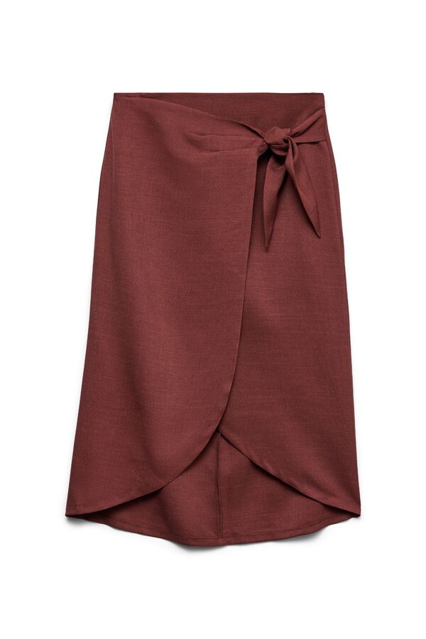 Vero Moda Falda midi con detalle de lazada Marr&oacute;n