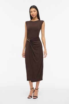 Vila Midi dress with appliqu&eacute; Dark brown