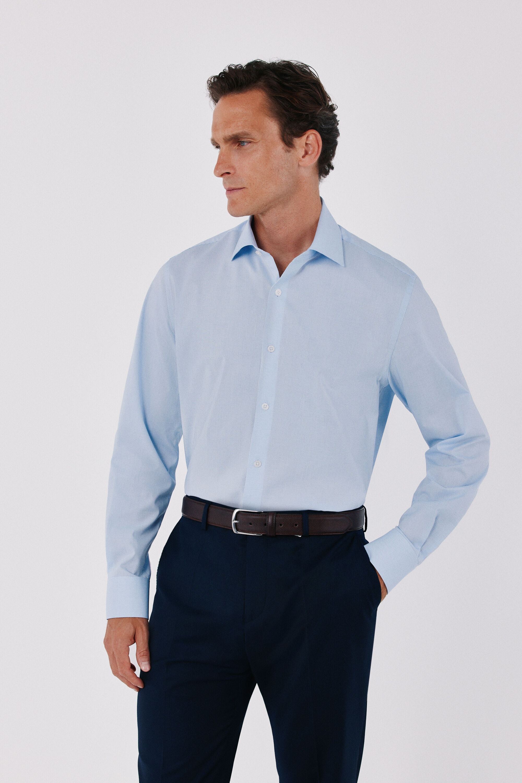 Cortefiel Camisa de vestir microquadriculada f&aacute;cil de engomar