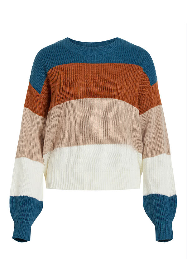 Vila Camisola canelado com riscas Multicolorido