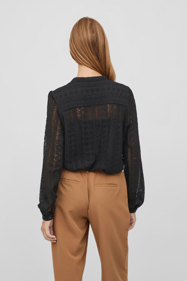 Vila Blusa de encaje con manga larga Negro
