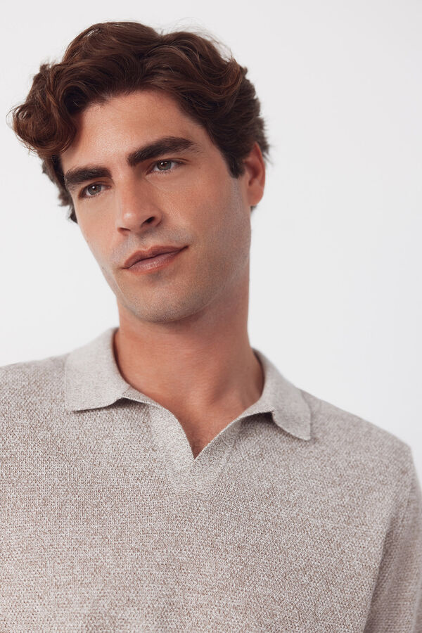 Cortefiel Jersey polo manga larga torzal Beige