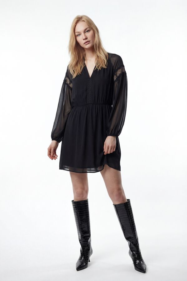 Vila Vestido corto de gasa Negro