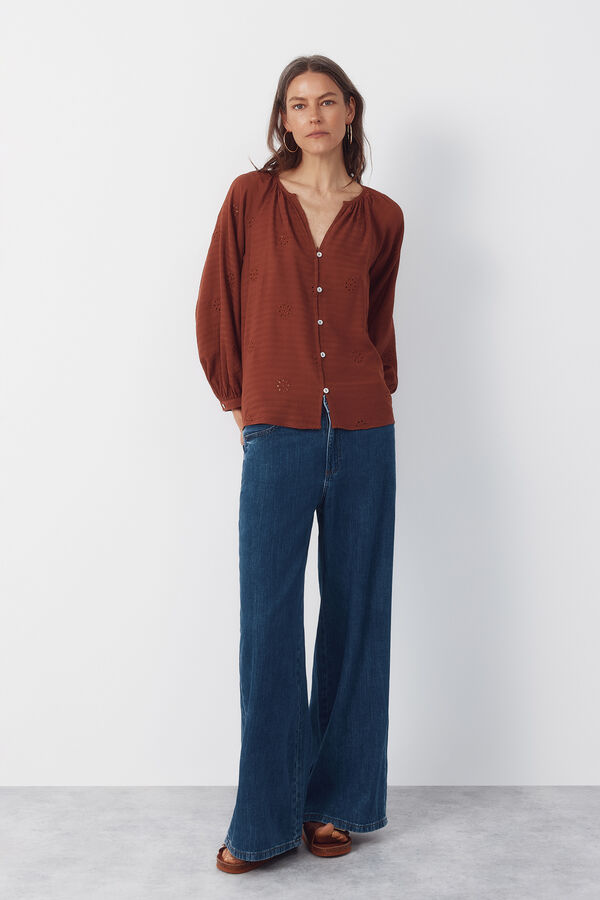 Cortefiel Blusa bordada Laranja