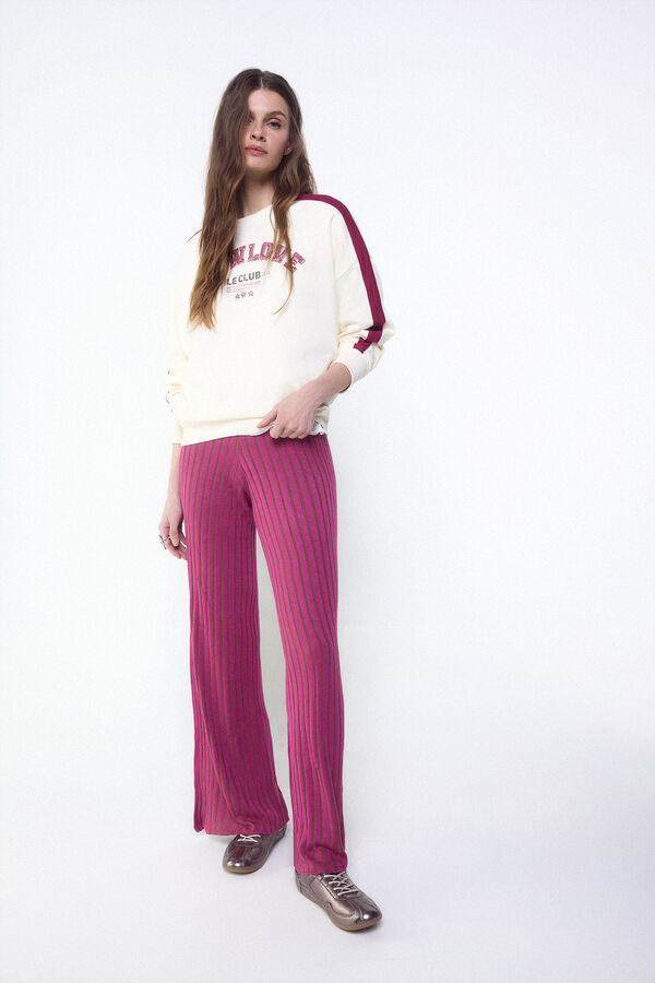 Slowlove Pantal&oacute;n de punto canal&eacute; Fucsia