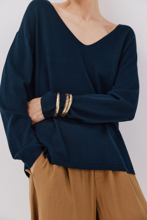 Cortefiel Jersey escote pico Blue