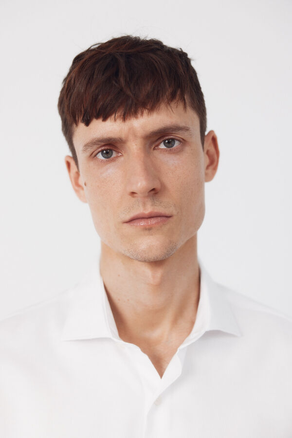 Cortefiel Camisa vestir lisa f&aacute;cil plancha Blanco