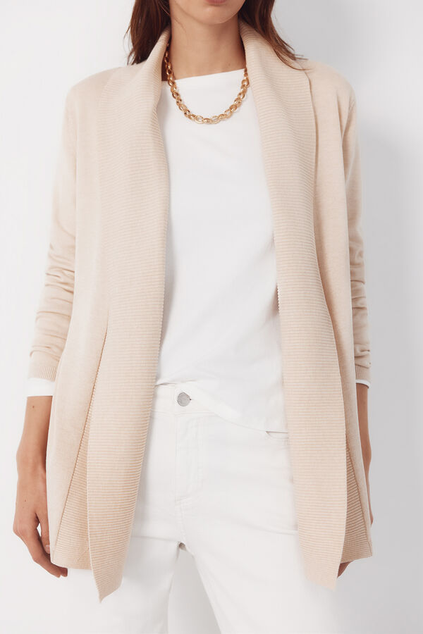 Cortefiel Chaqueta cuello chal Beige