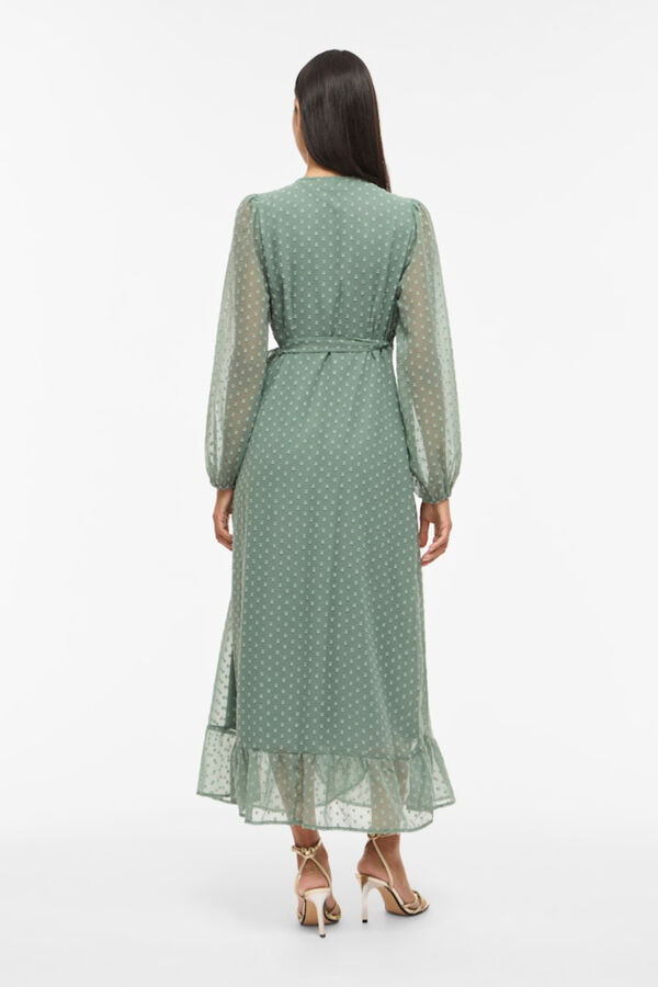 Vila Vestido largo midi de plumeti Kaki