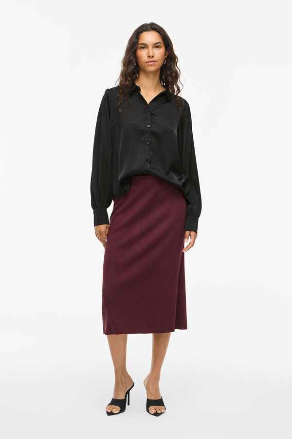 Vila Blusa satinada de manga larga Black