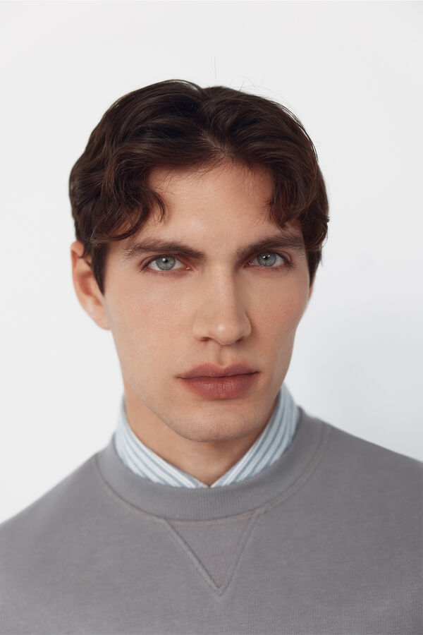 Cortefiel Sudadera estructura cuello caja Gris