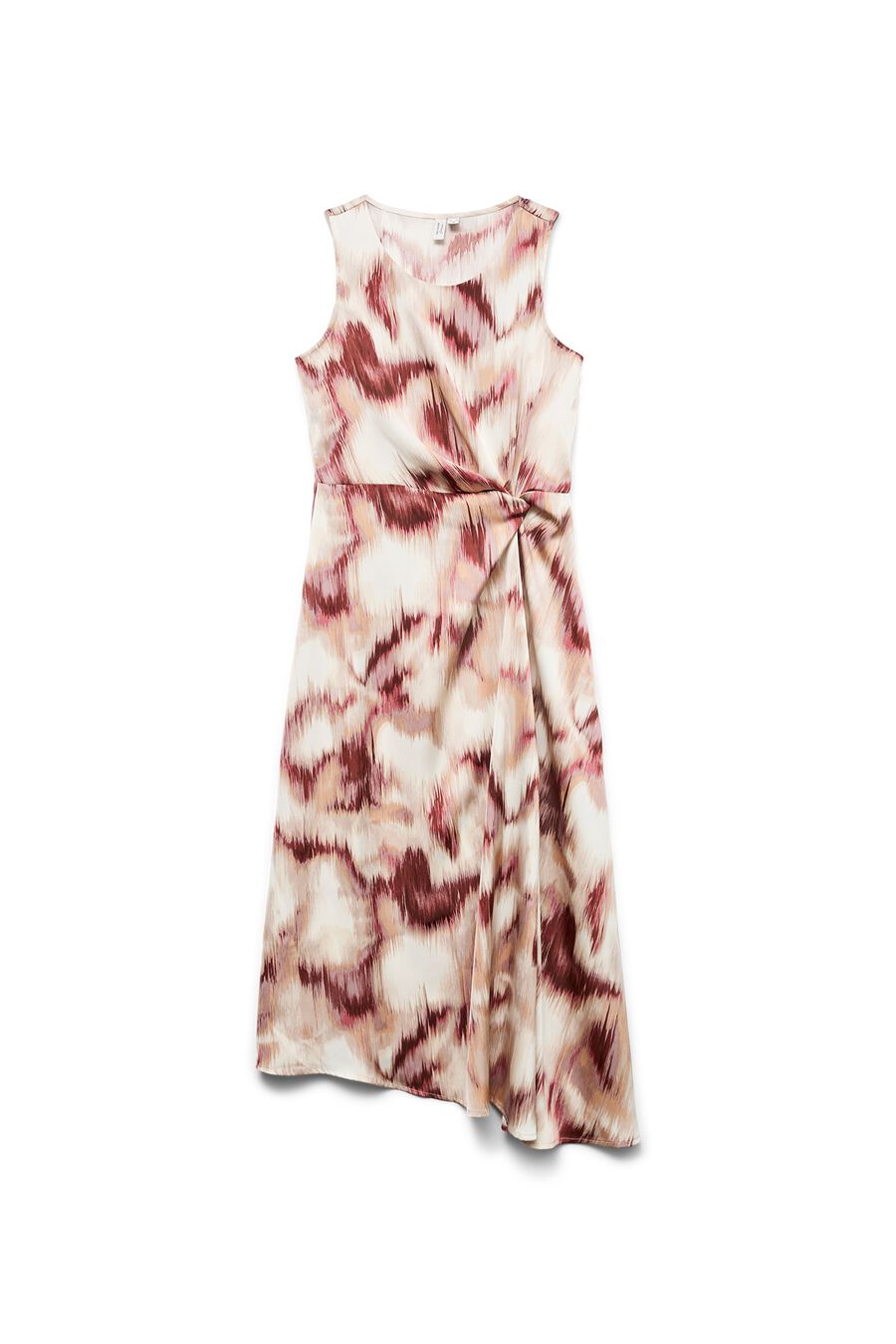 Vestido midi con cuello redondo y detalle de nudo