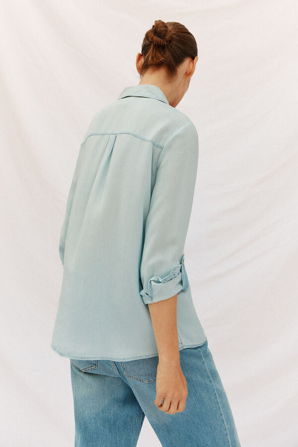Cortefiel  tencel denim shirt Blue