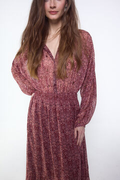 Slowlove Vestido estampado bordados pedrer&iacute;a