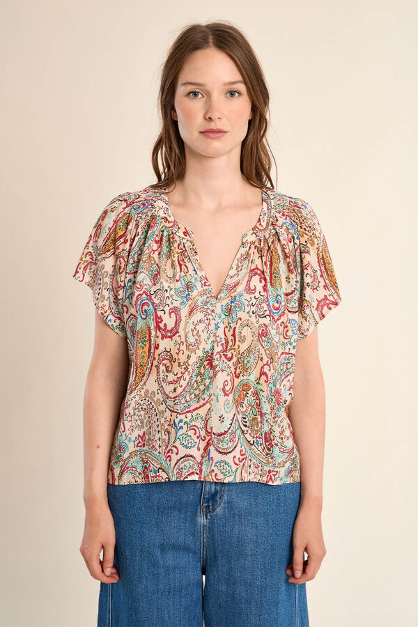 Molly Bracken Top de mujer de manga corta con estampado Multicolor