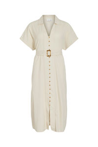 Vila Vestido midi camiseiro de linho