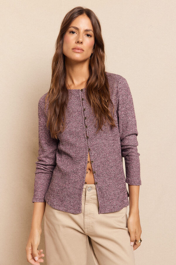 Slowlove C&aacute;rdigan melange Ciruela
