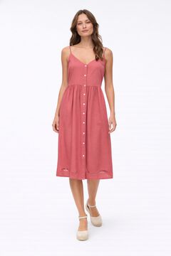 Vila Vestido midi de al&ccedil;as em algod&atilde;o e linho