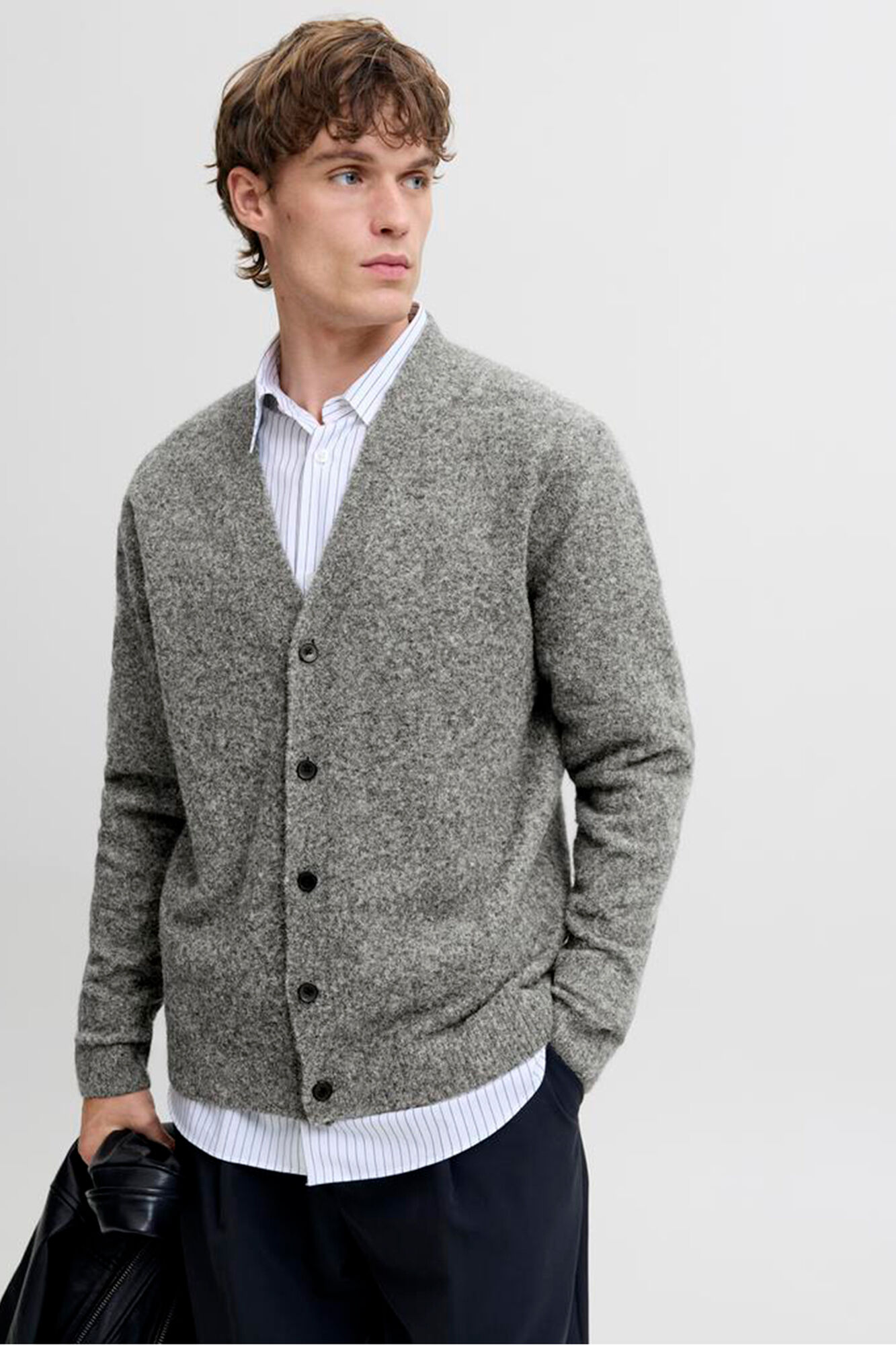 Jack & Jones Casaco de malha b&aacute;sico de malha liso