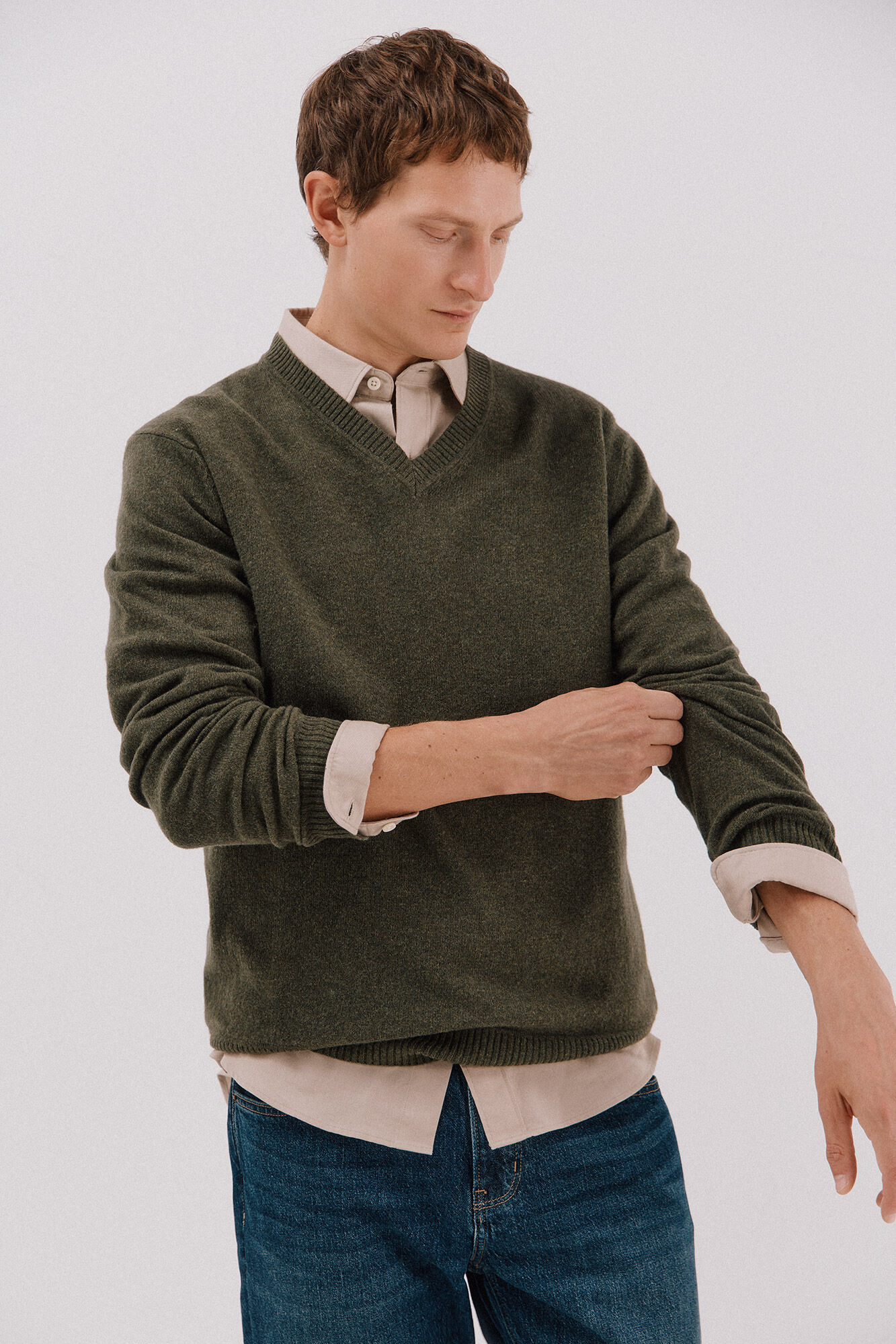 Cortefiel Jersey lana lambswool cuello pico