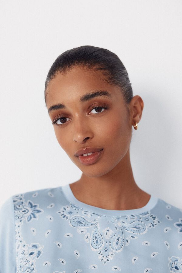 Cortefiel Top combinado estampado azul