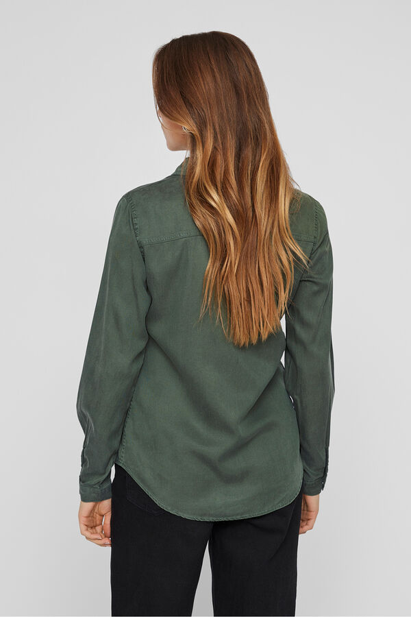 Vila Camisa vaquera manga larga Kaki