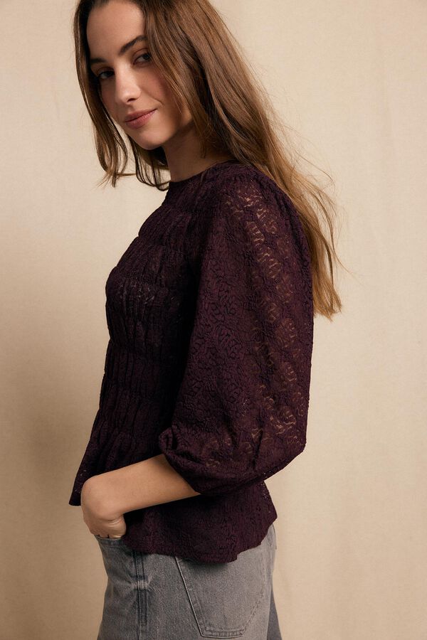 Slowlove Ruched print top Maroon