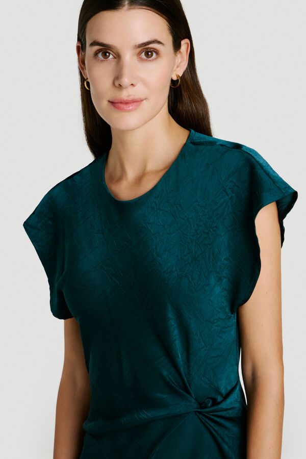 Vila Vestido largo satinado de fiesta Verde oscuro