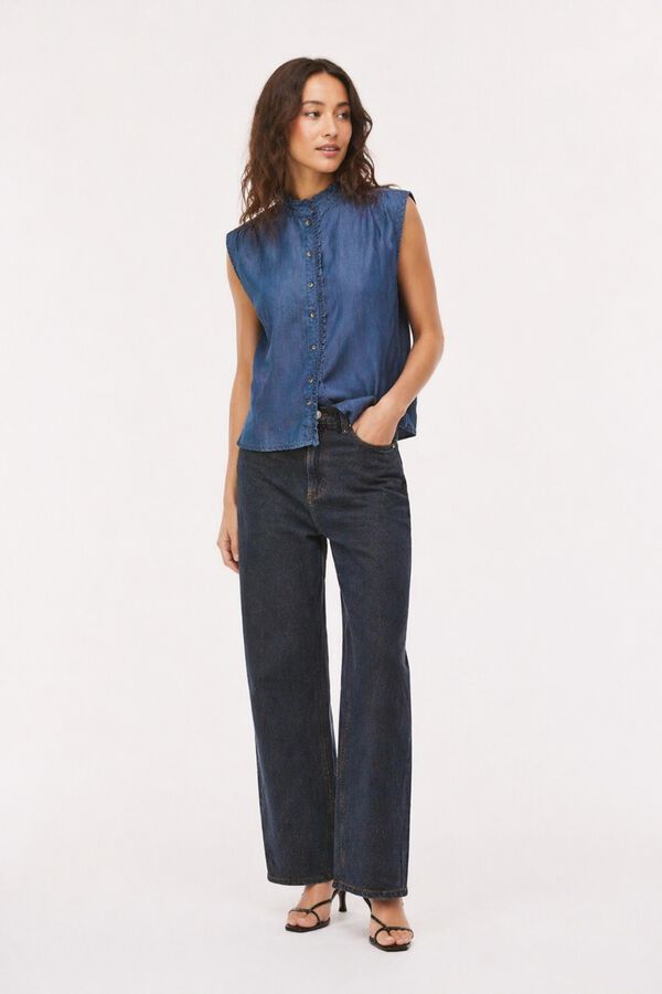 Vila Blusa sin mangas de tencel Azul