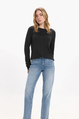 Vila Viscose jumper with buttons on the cuffs Black