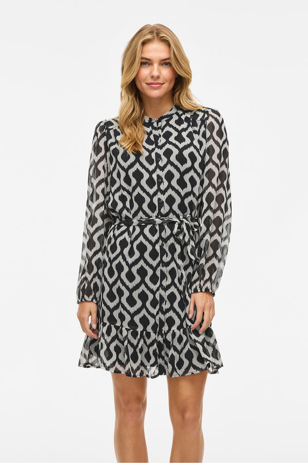 Vila Vestido corto de gasa Estampado gris