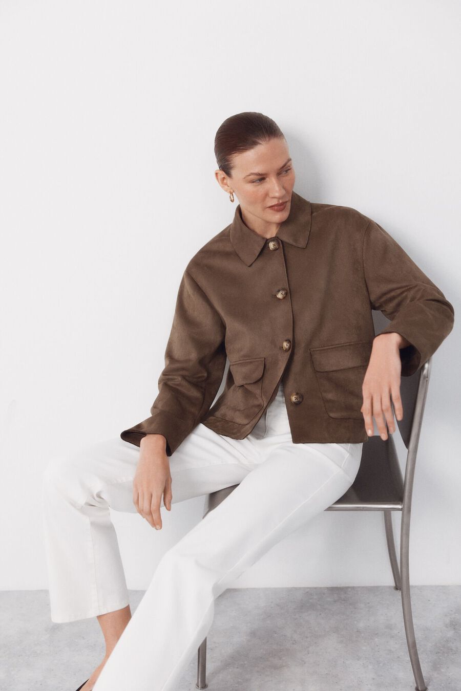 Chaqueta tejido efecto ante