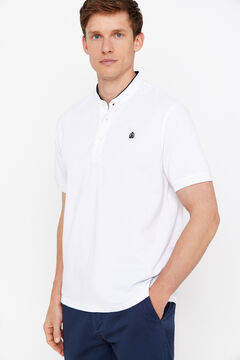 Cortefiel Mandarin collar polo shirt White