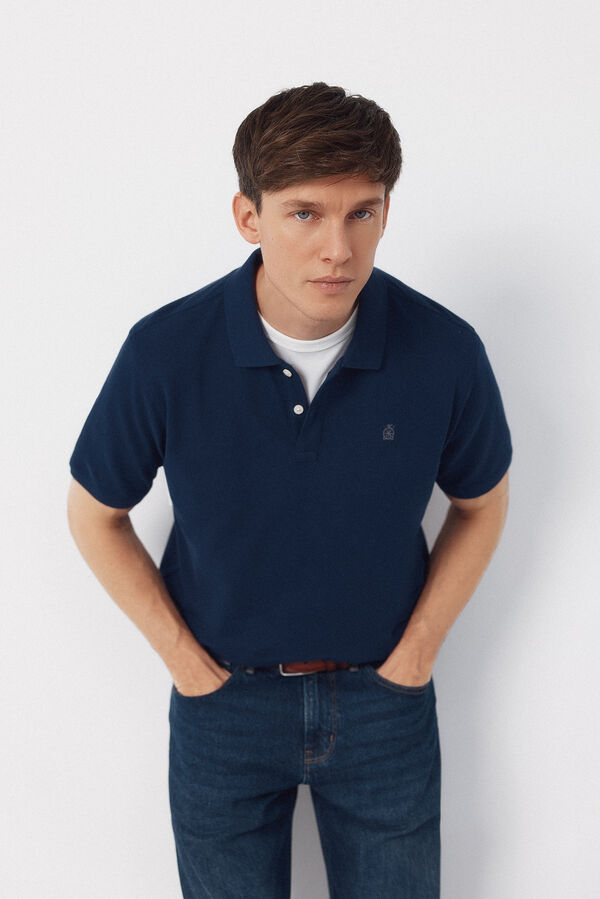 Cortefiel Basic piqu&eacute; polo shirt Blue