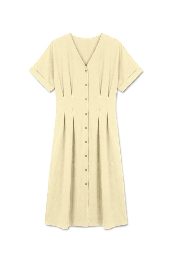 Vero Moda Vestido camisero pliegues Amarillo