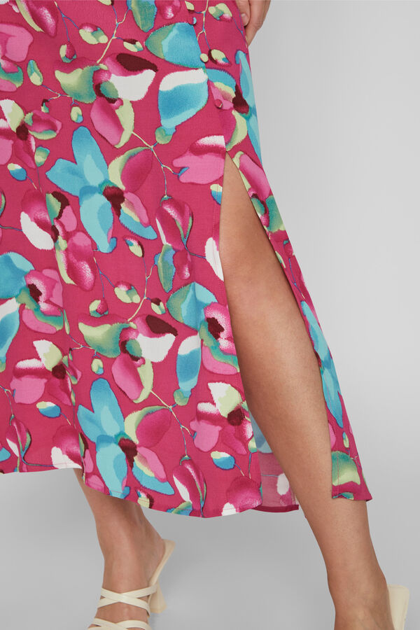 Vila Falda midi estampada Rosa