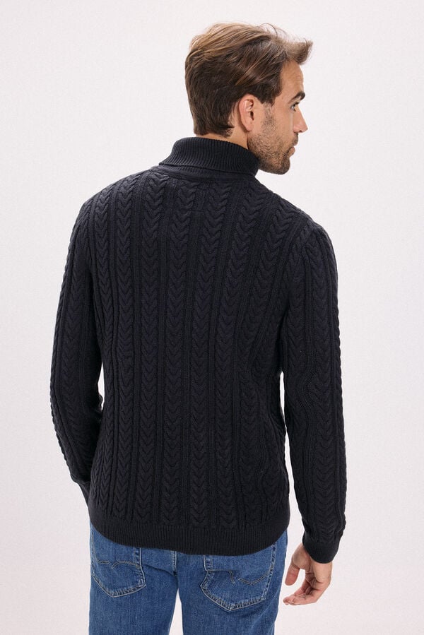 Jack & Jones Jersey de punto trenzado con cuello vuelto Azul marino