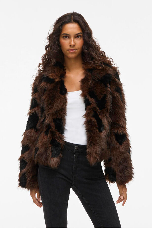 Vila Casaco de pele sobretudo com lapelas Castanho