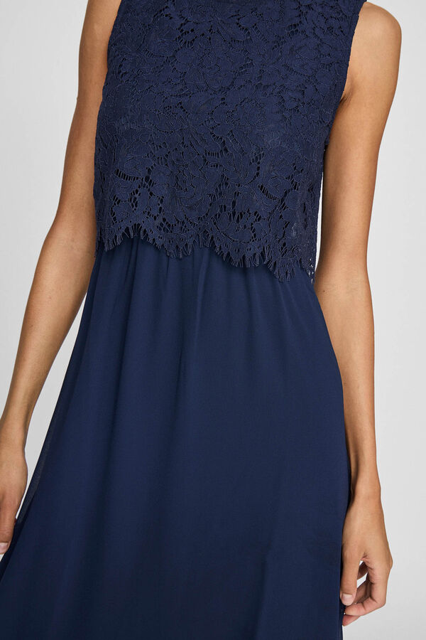 Vila Vestido largo con encaje de fiesta Azul marino