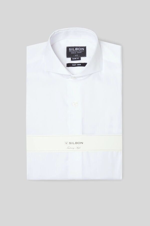 Silbon Camisa de vestir punho duplo easy iron Branco
